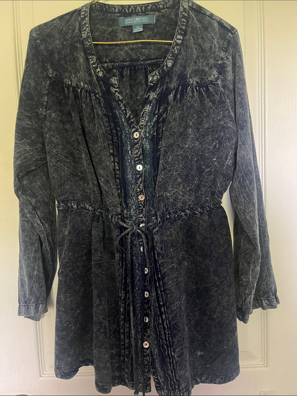 April Cornell Merryman Long-Sleeve Blouse  Mineral Washed for Textured Look